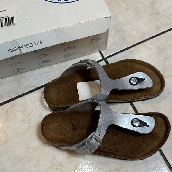 Birkenstock Other - Birkenstock Kids Metallic Silver Sandals